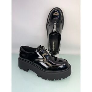 No Boundaries Black Patent Platform Lug Sole Zipper Chunky Loafers Shoes Women 9